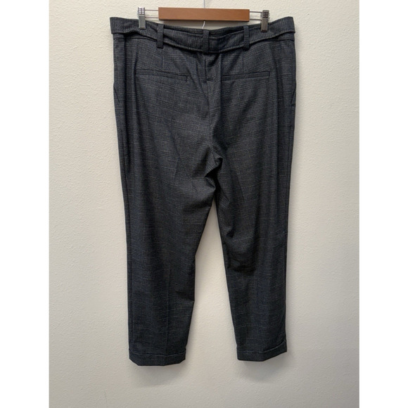 Ann Taylor Loft Trouser Pants Womens Size 14 Grey Plaid Belt Tie Office NWT - Picture 2 of 7